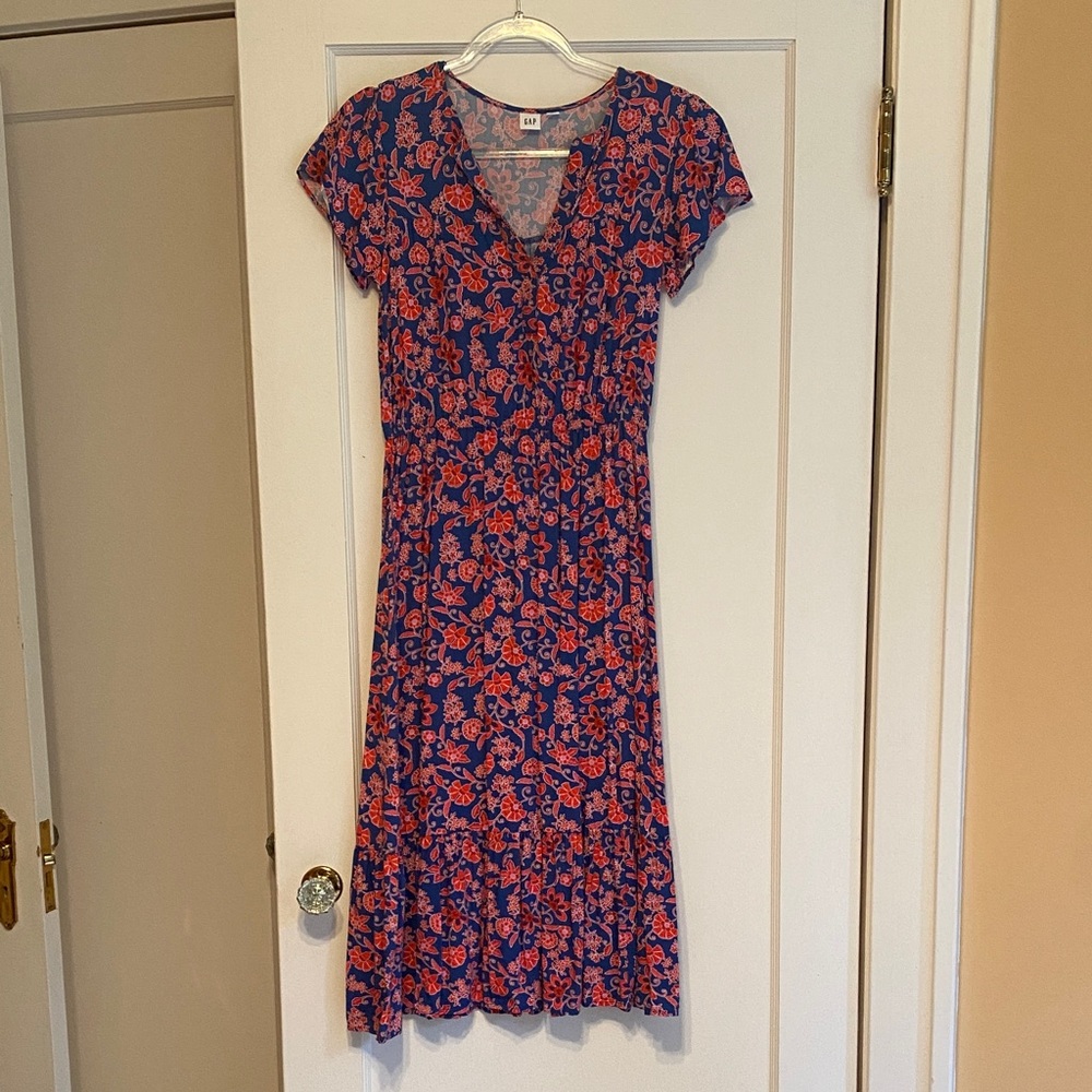 GAP Floral Midi Dress - Navy and Coral